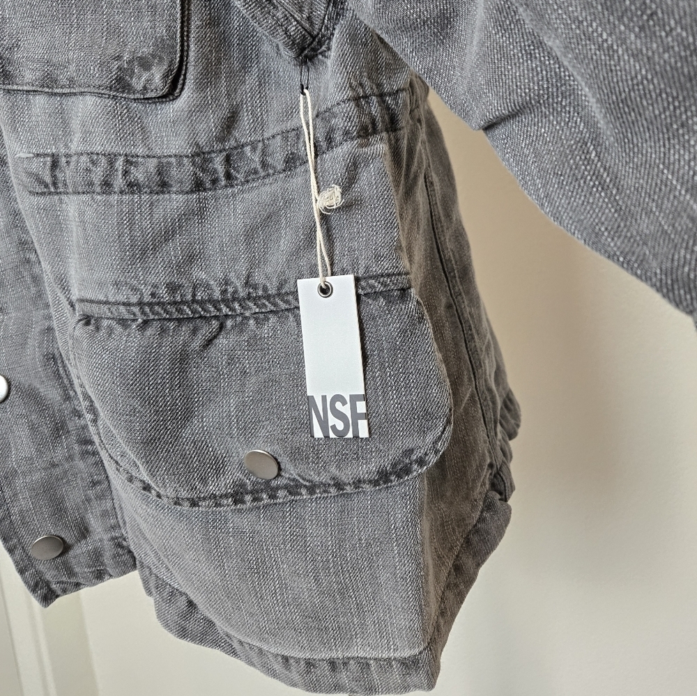 NSF Joli Jacket Size XS Linen Lyocell Blend NWT Utility Grunge Burn Cargo - Picture 15 of 16